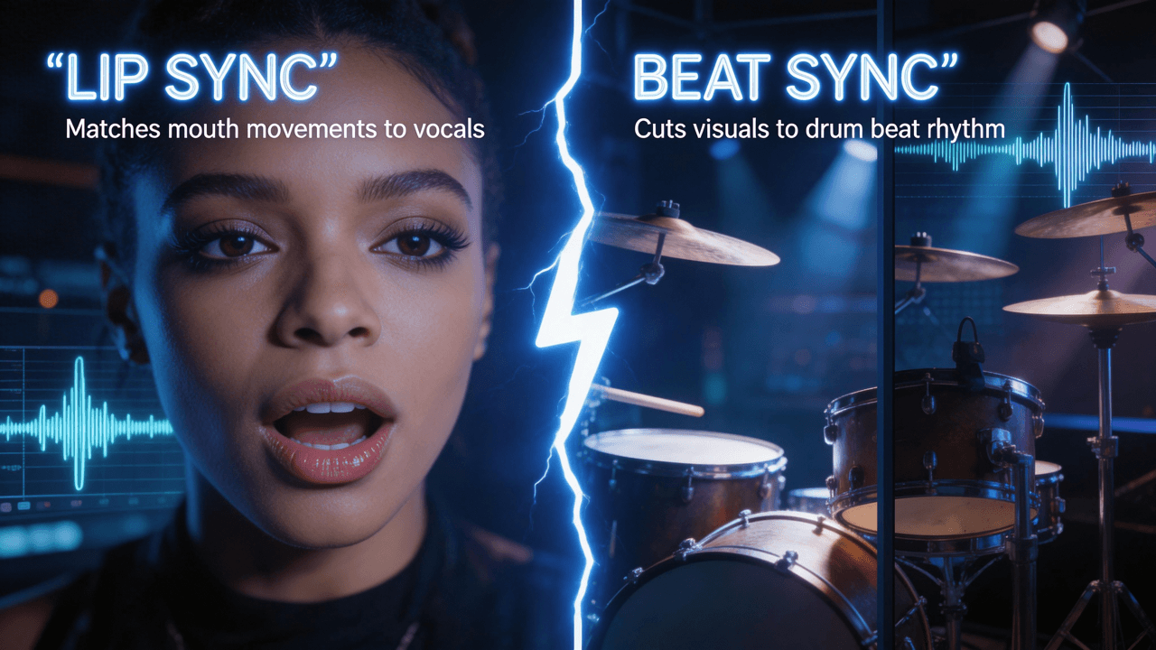 Lip-sync vs Beat-sync para Vídeos Musicais com IA [2026]
